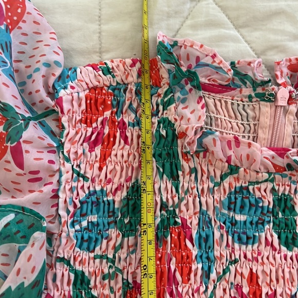 J. MARIE Floral Print Smocked Ruffle Tiered Mini Dress in Multicolor small - Picture 14 of 16